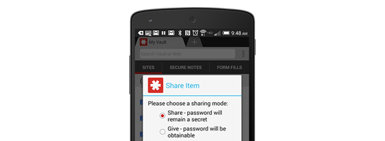 Sharing Now Available in LastPass Android App